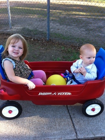 Mark waving goodbye and a wagon ride photo 1